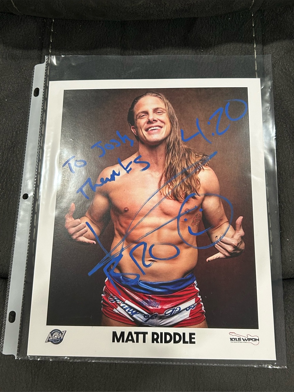 Matt Riddle autographed 8x10